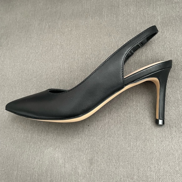 Stuart Weitzman Linsi Pointed Toe Slingback Kid Leather Black Pumps Heels US 4 - Picture 6 of 7